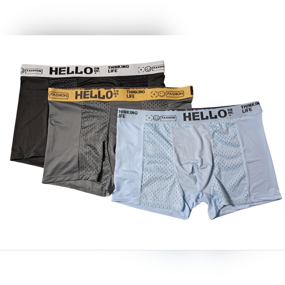Men Underwear Boxer Briefs Gray Green Black 3pc Bundle Breathable Mens Underwear